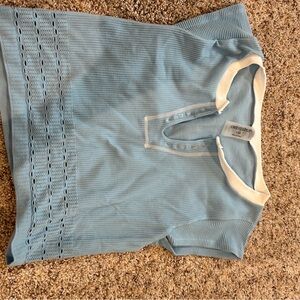 Blue and white crop top